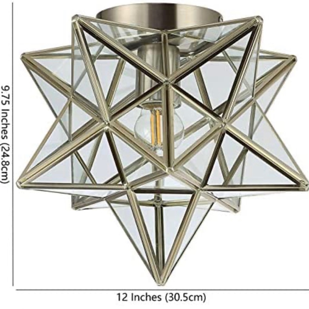 JONATHAN Y JYL9035E Stella 12" Moravian Star Metal/Glass LED Flush Mount,